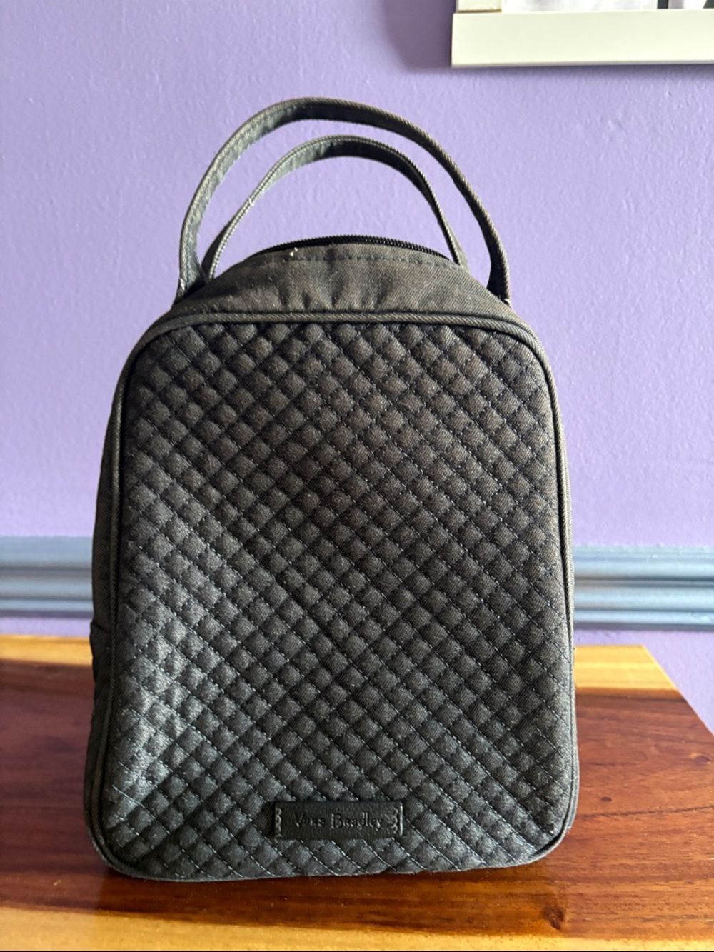 Vera Bradley Quilted Black Toiletry Bag with Top Handles